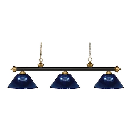 Z-Lite Riviera 3 Light Billiard Light, Bronze + Satin Gold & Dark Blue 200-3BRZ+SG-ARDB